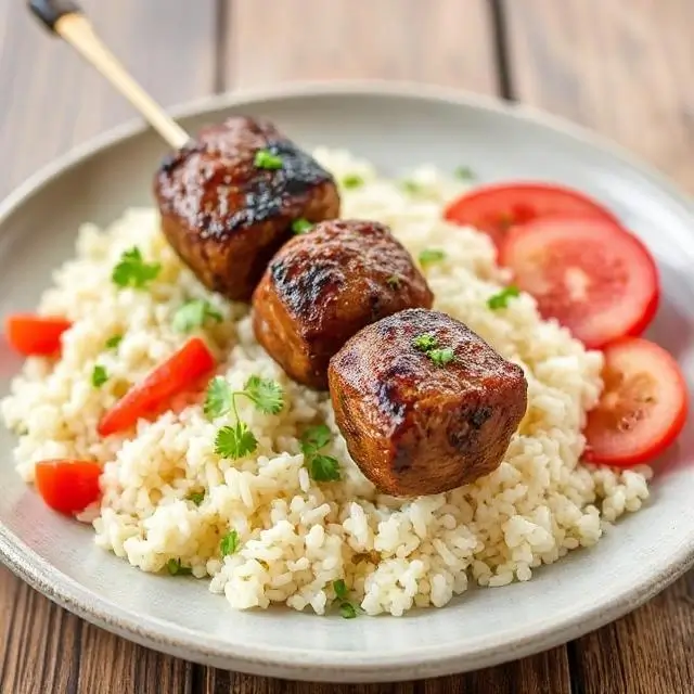 Lamb Kofta Kebab with rice